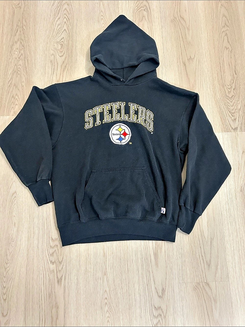 Vintage Logo 7 NFL Pittsburgh Steelers Hoodie black/yellow/white size Large
